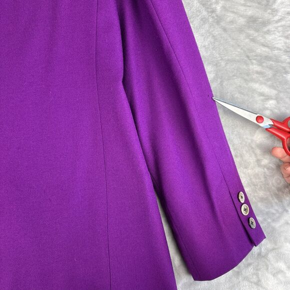 Vintage Classiques 100% Wool Blazer Womens L Fuchsia Purple Embroidery (1105) - Picture 11 of 15